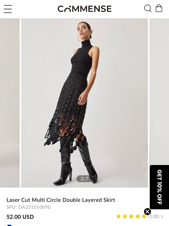 Commense Dresses & Skirts - Commense Black Laser-Cut Circle Overlay Midi Skirt